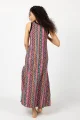 Sukienka długa z szydełkowym paskiem "CONFETTI" paski  