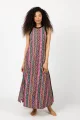 Sukienka długa z szydełkowym paskiem "CONFETTI" paski  