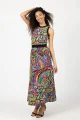 Sukienka długa z szydełkowym paskiem "CONFETTI"  