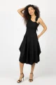 Sukienka czarna midi origami z asymetryczną górą "BASIC"  