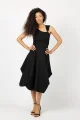 Sukienka czarna midi origami z asymetryczną górą "BASIC"  