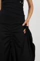 Spódnica czarna midi z draperią "BASIC"  