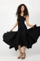 Spódnica czarna midi z draperią "BASIC"  