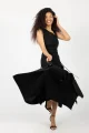 Spódnica czarna midi z draperią "BASIC"  