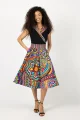 Sukienka midi z kołnierzem, krótki rękaw z czarną górą "CONFETTI" mix i inne wzory  