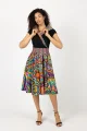Sukienka midi z kołnierzem, krótki rękaw z czarną górą "CONFETTI" mix i inne wzory  