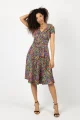 Sukienka midi z kołnierzem, krótki rękaw "CONFETTI"  i  inne wzory  
