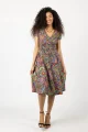 Sukienka midi z kołnierzem, krótki rękaw "CONFETTI"  i  inne wzory  