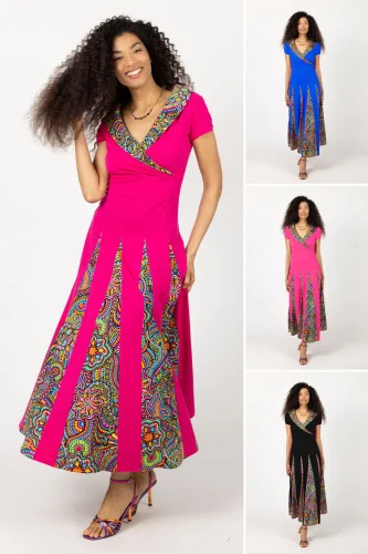 Sukienka długa z dołem z klinów "CONFETTI"