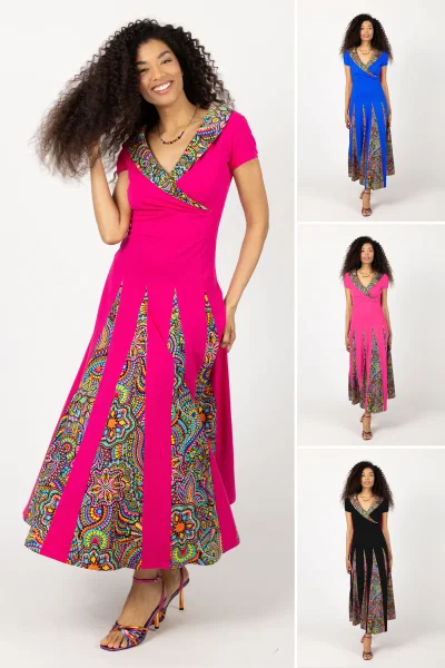 Sukienka długa z dołem z klinów "CONFETTI"