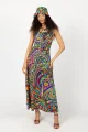 Sukienka długa, wiązana "CONFETTI" duży wzór  