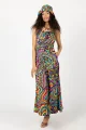 Sukienka długa, wiązana "CONFETTI" duży wzór  
