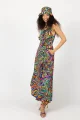Sukienka długa, wiązana "CONFETTI" duży wzór  