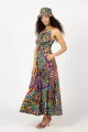Sukienka długa, wiązana "CONFETTI" duży wzór  