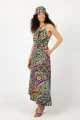 Sukienka długa, wiązana "CONFETTI" duży wzór  