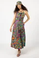 Sukienka długa, wiązana "CONFETTI" duży wzór  
