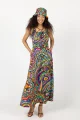 Sukienka długa, wiązana "CONFETTI" duży wzór  