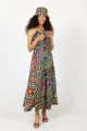 Sukienka długa, wiązana "CONFETTI" duży wzór  