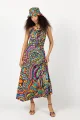 Sukienka długa, wiązana "CONFETTI" duży wzór  