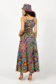 Sukienka długa, wiązana "CONFETTI" duży wzór  