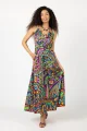 Sukienka długa, wiązana "CONFETTI" duży wzór  