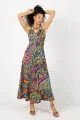 Sukienka długa, wiązana "CONFETTI" duży wzór  