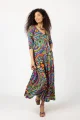 Sukienka długa dekolt V "CONFETTI" duży wzór  