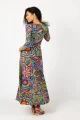 Sukienka długa dekolt V "CONFETTI" duży wzór  
