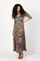 Sukienka długa dekolt V "CONFETTI" duży wzór  