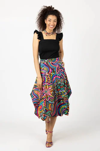 Spódnica midi origami "CONFETTI" duży wzór