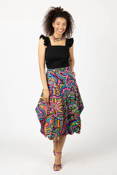 Spódnica midi origami "CONFETTI" duży wzór