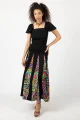 Spódnica długa z klinów czarna "CONFETTI" duży wzór  