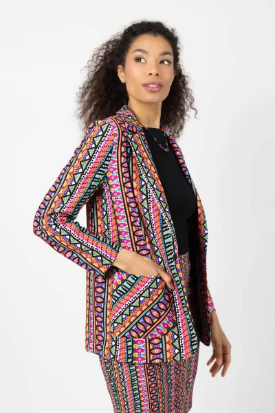 Marynarka długa "CONFETTI" paski, duży wzór