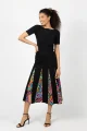 Spódnica czarna midi z klinów "CONFETTI" duży wzór   