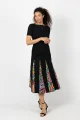 Spódnica czarna midi z klinów "CONFETTI" duży wzór   