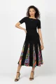 Spódnica czarna midi z klinów "CONFETTI" duży wzór   