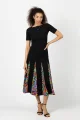 Spódnica czarna midi z klinów "CONFETTI" duży wzór   