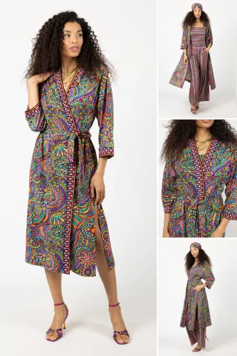 Sukienka wiskozowa midi - kimono "CONFETTI" mix