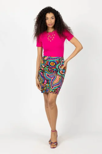 Spódnica mini prosta "CONFETTI" duży wzór