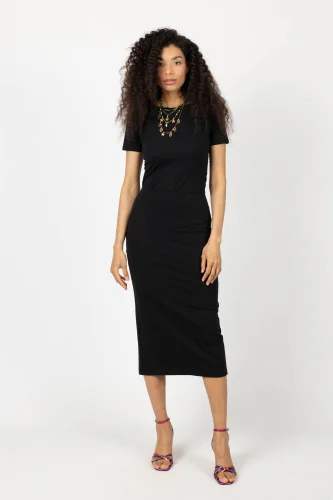 Spódnica czarna midi ołówkowa z rozporkiem z tyłu "BASIC"