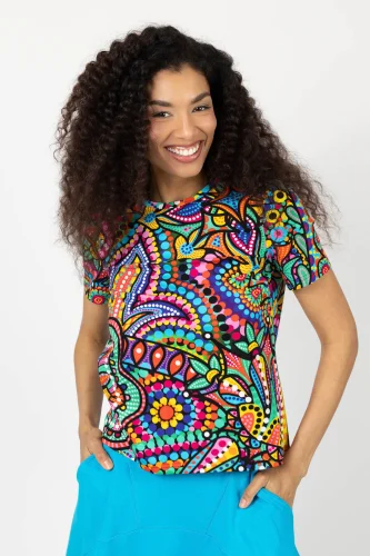 Bluzka luźna krótki rękaw "CONFETTI" duży wzór