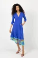 Sukienka wiskozowa midi chabrowa z szydełkową koronką na dole "KGart"   