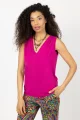 Bluzka różowa z marszczeniami V bez rękawów "BASIC"  