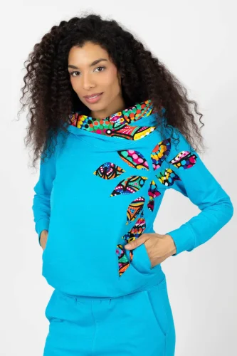 Bluza niebieska z aplikacjami "CONFETTI" duży wzór