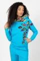 Bluza niebieska z aplikacjami "CONFETTI" duży wzór  