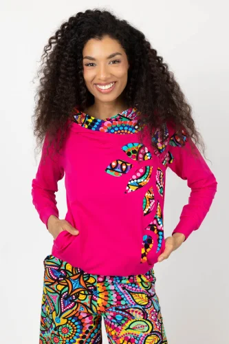 Bluza różowa z aplikacjami "CONFETTI" duży wzór