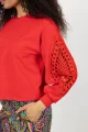 Bluza czerwona z szydełkową wstawką na rękawach "KGart"  