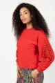 Bluza czerwona z szydełkową wstawką na rękawach "KGart"  