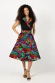 Sukienka midi z kołnierzem, krótki rękaw z czarną górą "CONFETTI" mix i inne wzory  