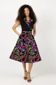 Sukienka midi z kołnierzem, krótki rękaw z czarną górą "CONFETTI" mix i inne wzory  